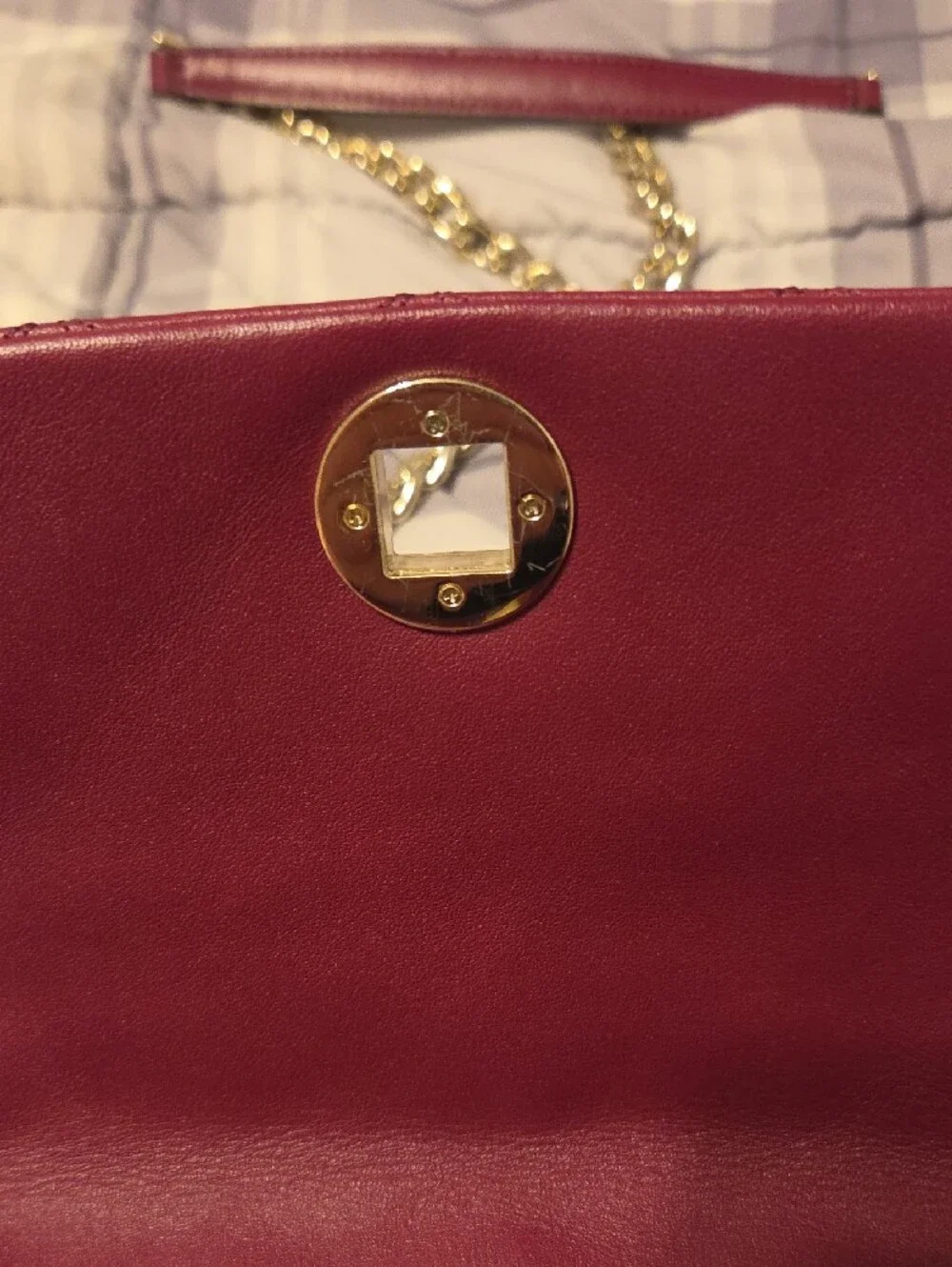 kate spade Quilted Burgundy Shoulder Bag with Gold-Tone Hardware